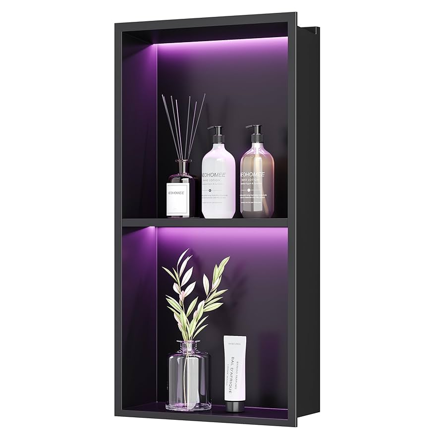 Neohomee 2-Tiers 12x24 Wall Niche with RGB LED Light Strips