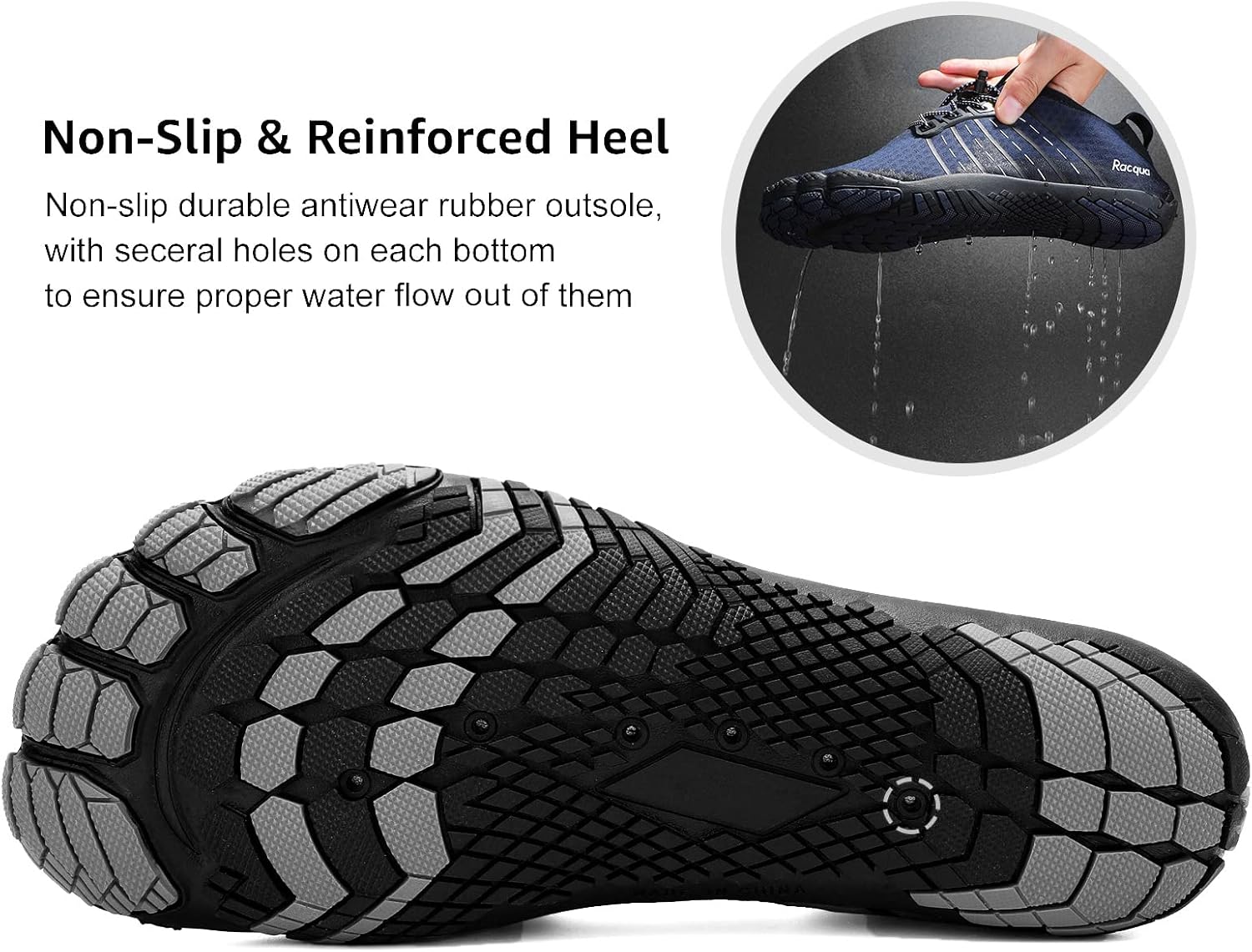 Racqua Water Shoes Quick Dry Barefoot Beach Aqua Sport Swim Surf Pool Hiking Diving Walking for Men Women - Image 5