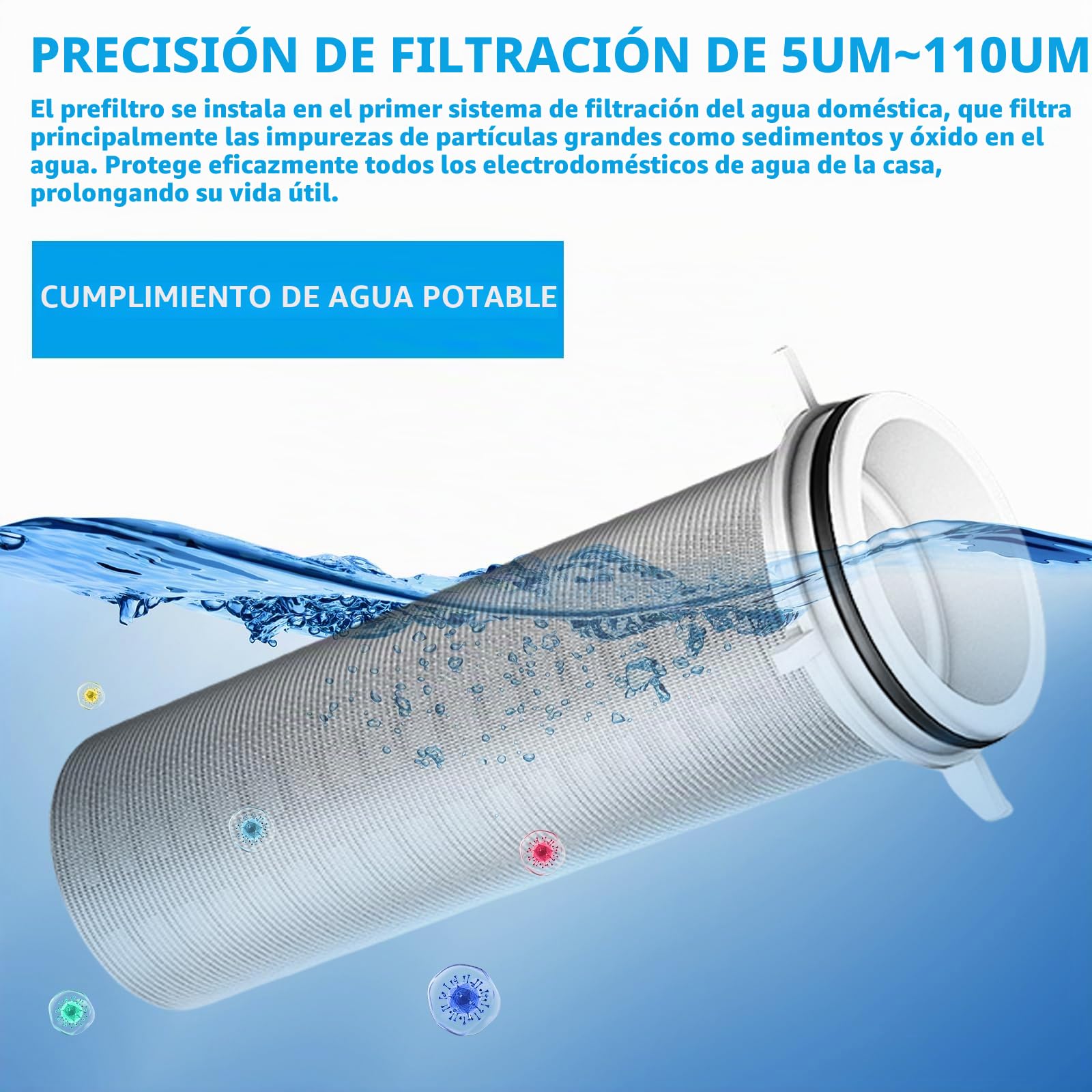 Filtro de agua reutilizable, filtro de retrolavado de 1 pulgada, filtro fino lavable con adaptador de 3/4 pulgadas, prefiltro de agua sedimentario, filtro de agua sedimentaria spin-down para agua de