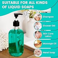 Vista 6 de Teyssor Pump Bottle Dispenser Clear 2 Pack 500ml/16.9oz Empty Plastic Liquid Soap Dispensers, BPA-Free Refillable Container for Essential Oil