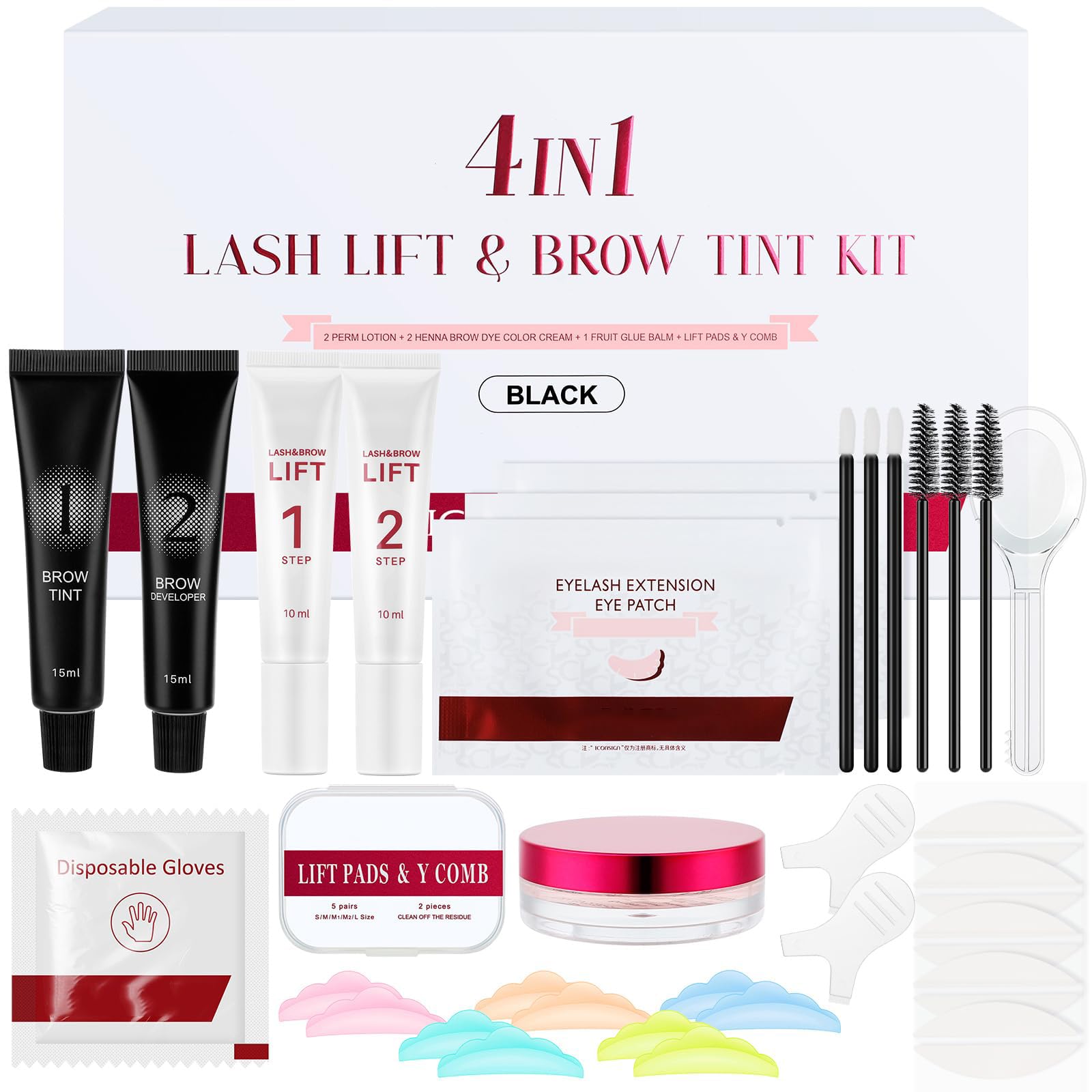 Azonee Lash Lift and Brow Lamination Kit, 4-in-1 Eyelash Perm Kit for Salon-Quality Curl and Tint, DIY Lash Lift, Eyelash and Brow Tinting at Home, Long-Lasting 8 Weeks, Perfect for Beginner Use