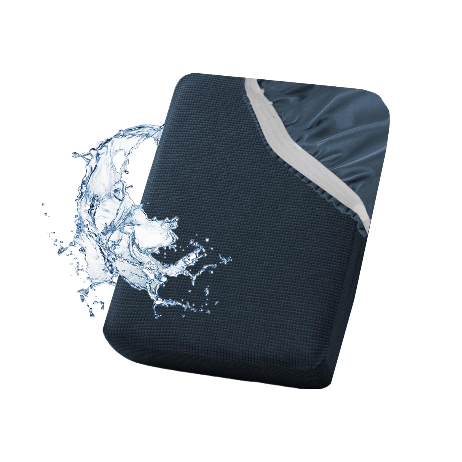 SYLC Waterproof Sofa Cushion Cover, Non-slip Sofa Seat Cushion Covers with Ties, Stretch Couch Cushion Covers Replacement (Dark Blue,W 50-70 cm, D 55-65 cm) โ image 1