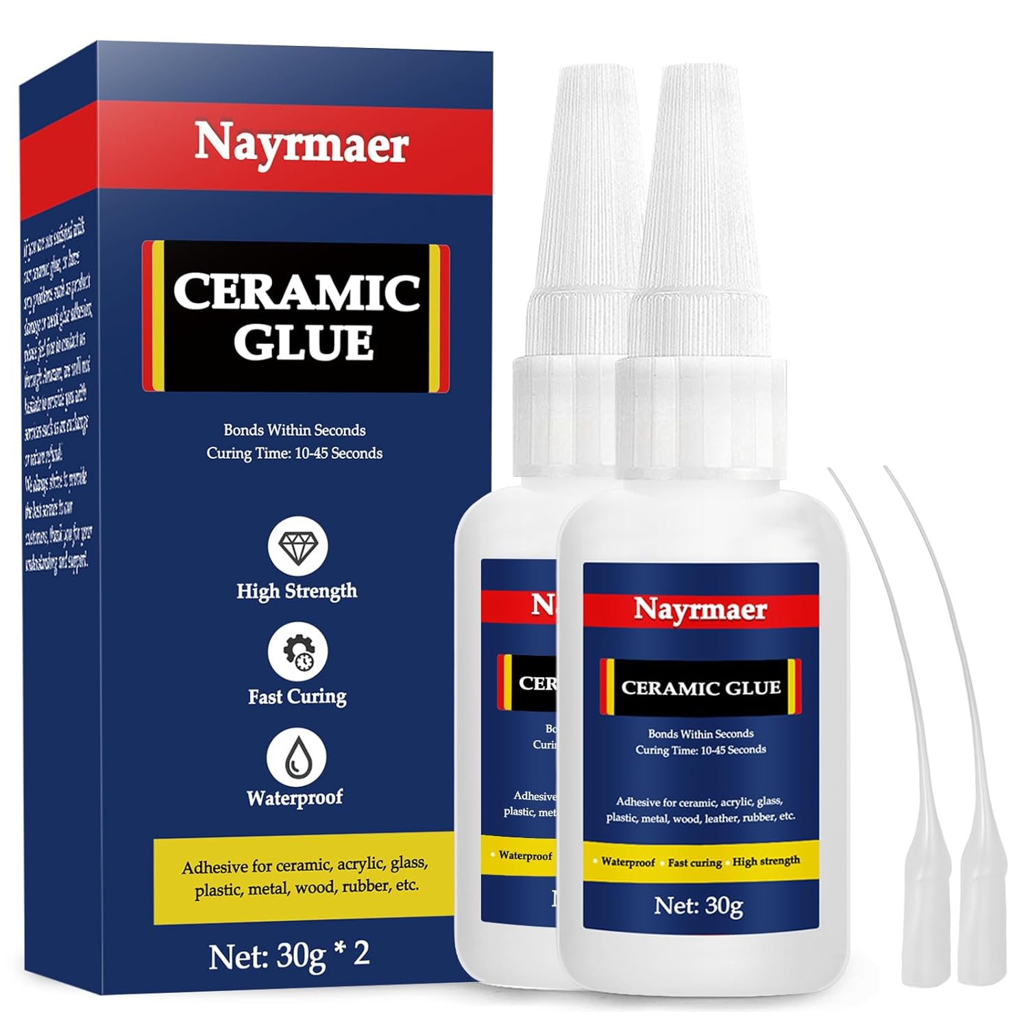 Ceramic Glue, 30g X 2 Porcelain Glue Repair, Super Glue for Pottery, Ceramic, Porcelain, Glass