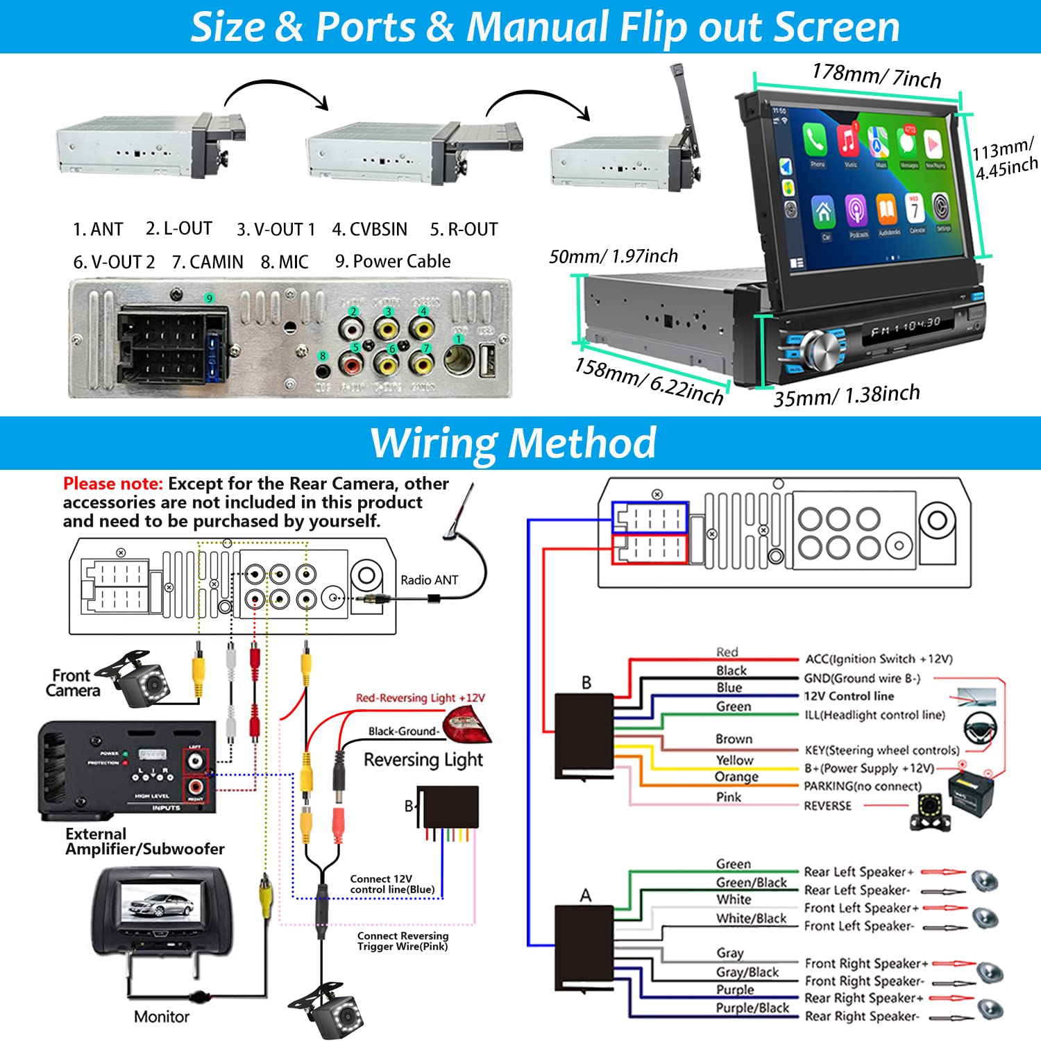Amazon.com: Naifay Single Din Car Stereo Compatible with Apple