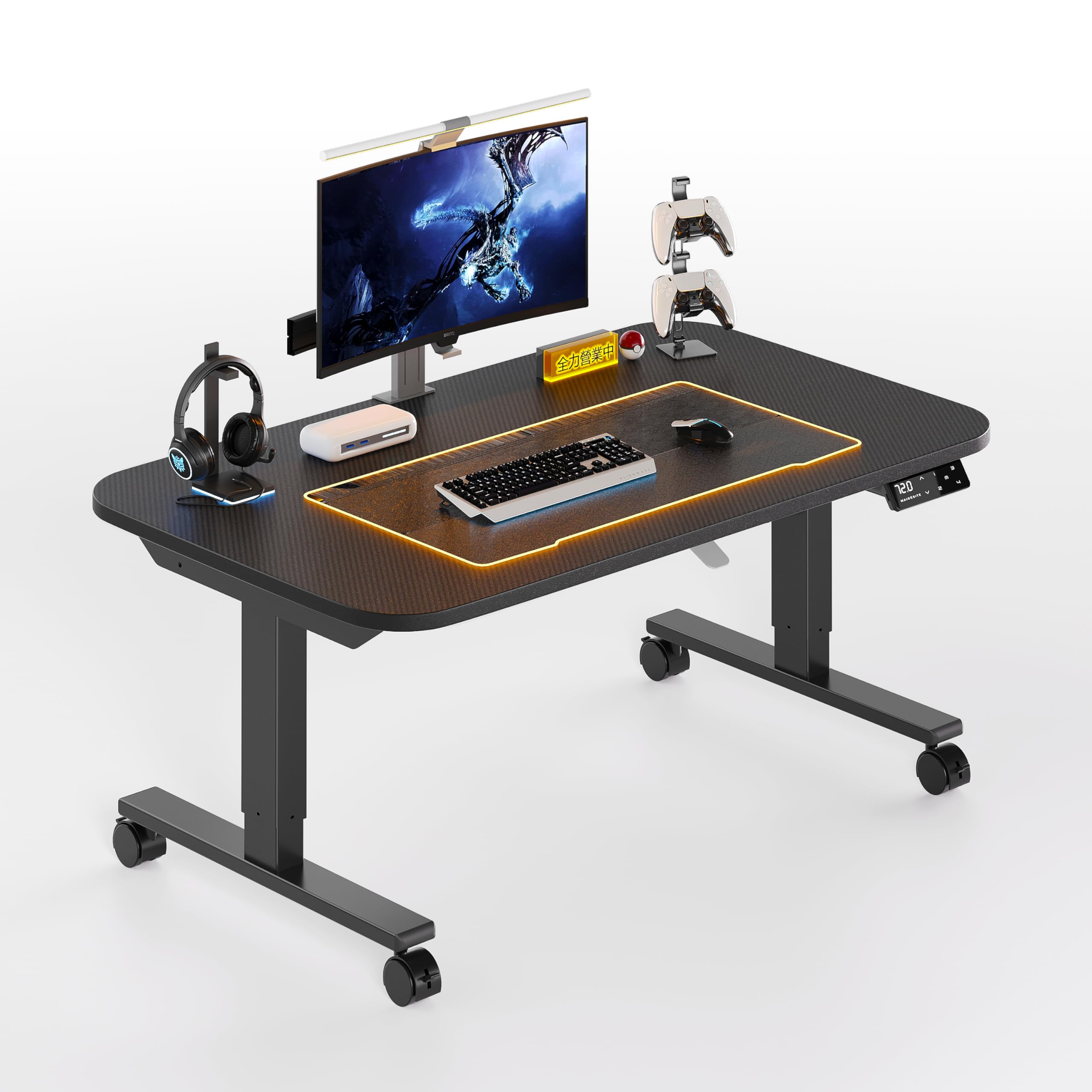 Amazon | Maidesite ゲーミングデスク 電動 47-72cm 一枚天板 天板反転