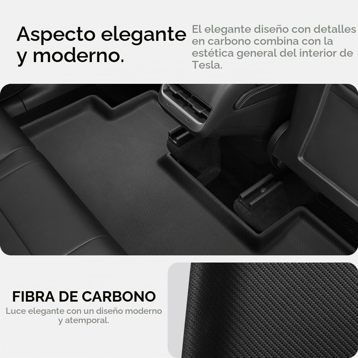 Spigen Tesla Model Y ~2024 Alfombrillas de Alfombra Premium, Alfombrillas Protectoras TPE Antideslizantes Impermeables para Todo Tipo de Clima, para Accesorios Tesla - Edición de Carbono