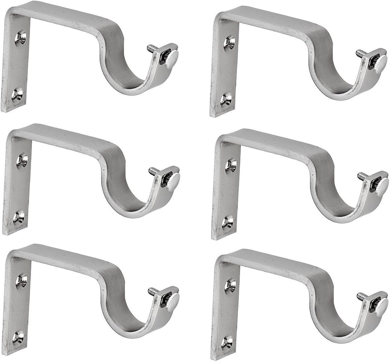 Ddrapes - 6 Strong Single SS Bracket for 1 Curtain Rod