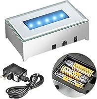 Vista 11 de Pedestal de 5 luces LED – Base programable de satén negro mate con alimentación AC/USB – para arte de cristal 3D – Trofeo, Orbe y bases de luz