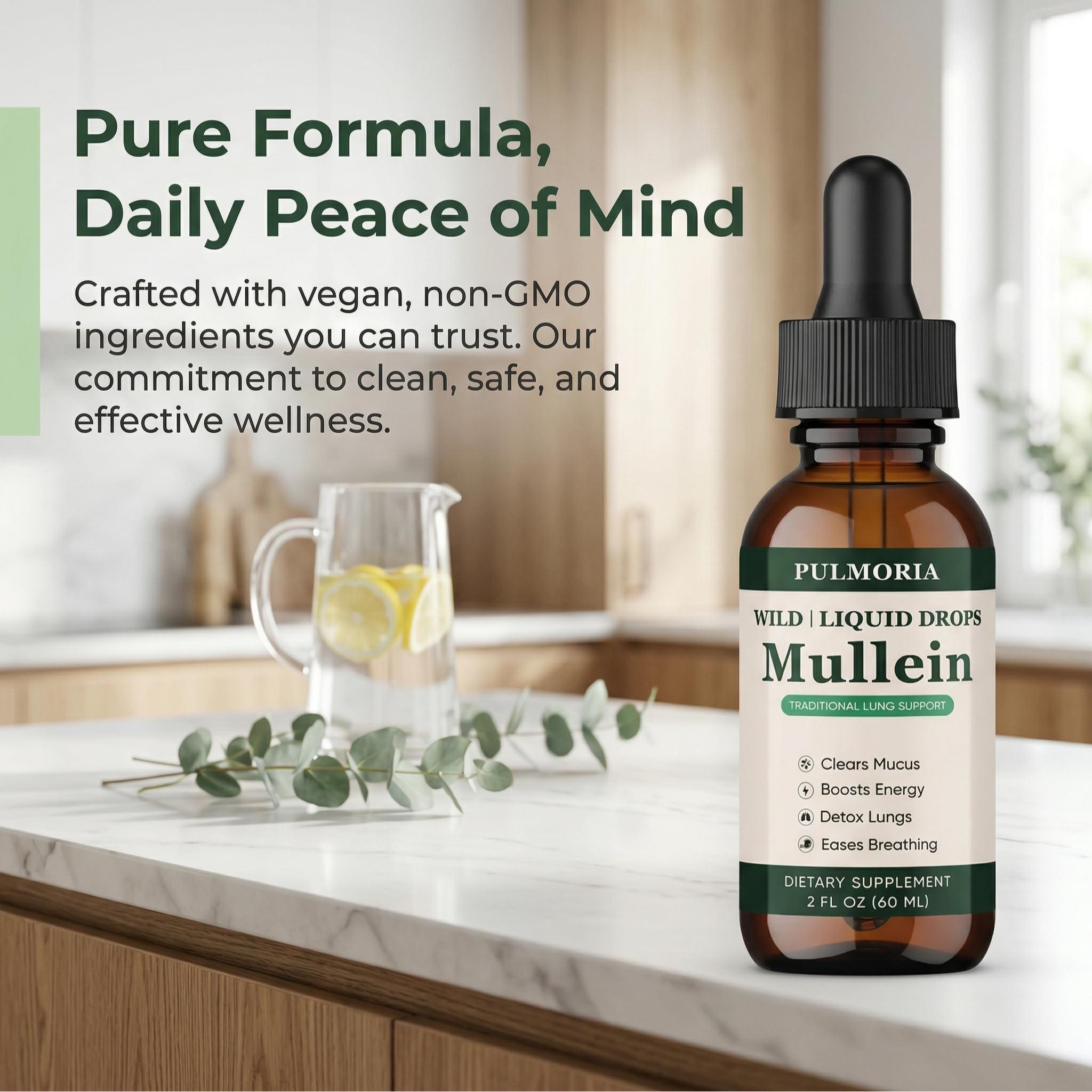 Pulmoria Wild Mullein Drops, Herbal Blend with Cordyceps, Bromelain, Ginger & Lemon Peel, Supports Seasonal Comfort & Clean Breathing – Vegan, Non-GMO, 2 Fl Oz (1) — Amazon image 5
