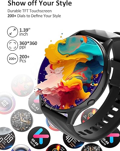 Miniatura 4 de Reloj inteligente para hombres y mujeres con pantalla táctil, reloj inteligente con asistente de voz y recordatorios de mensajes, rastreador de