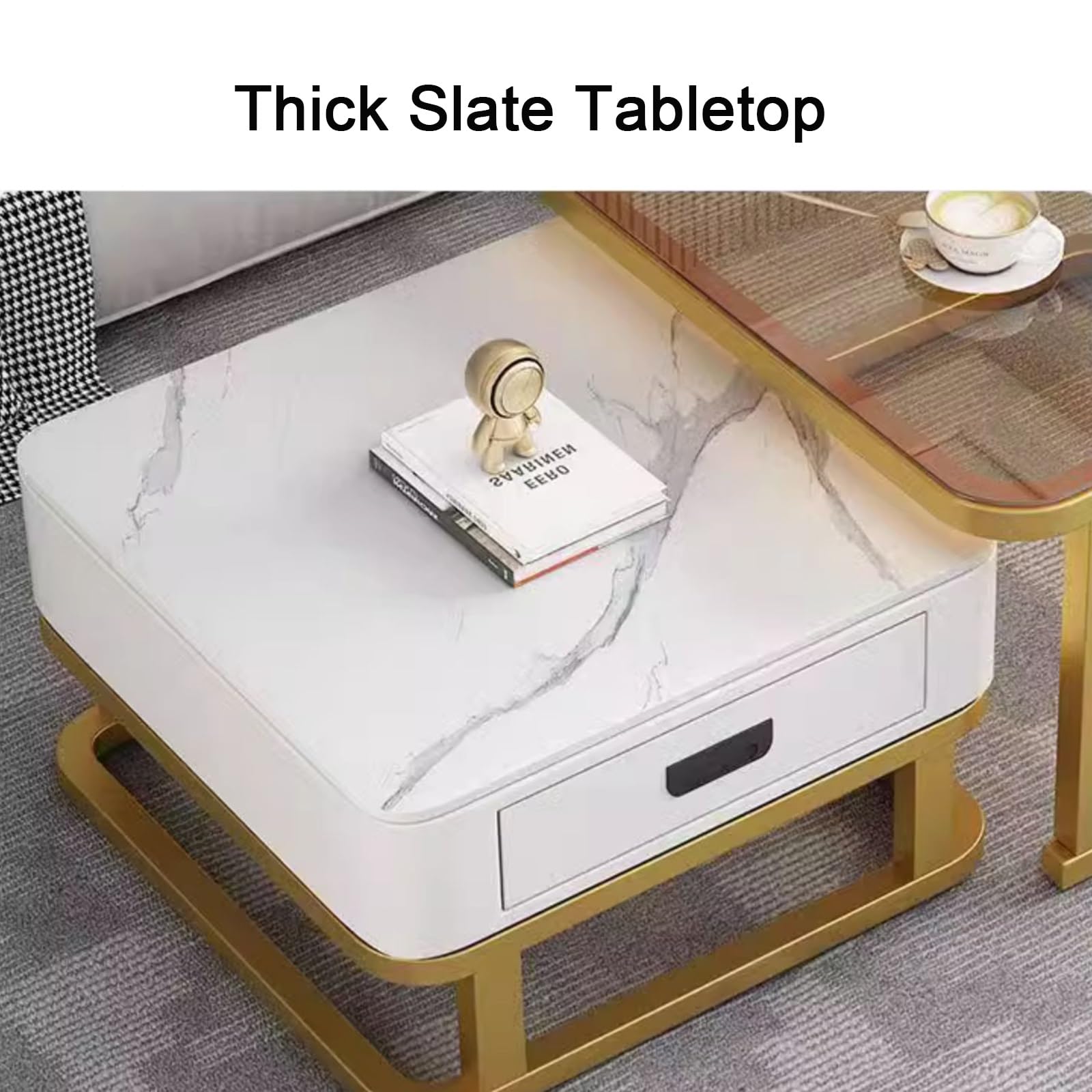 Amazon.com: zxhrybh Square Coffee Table Set of 2, Nesting Coffe