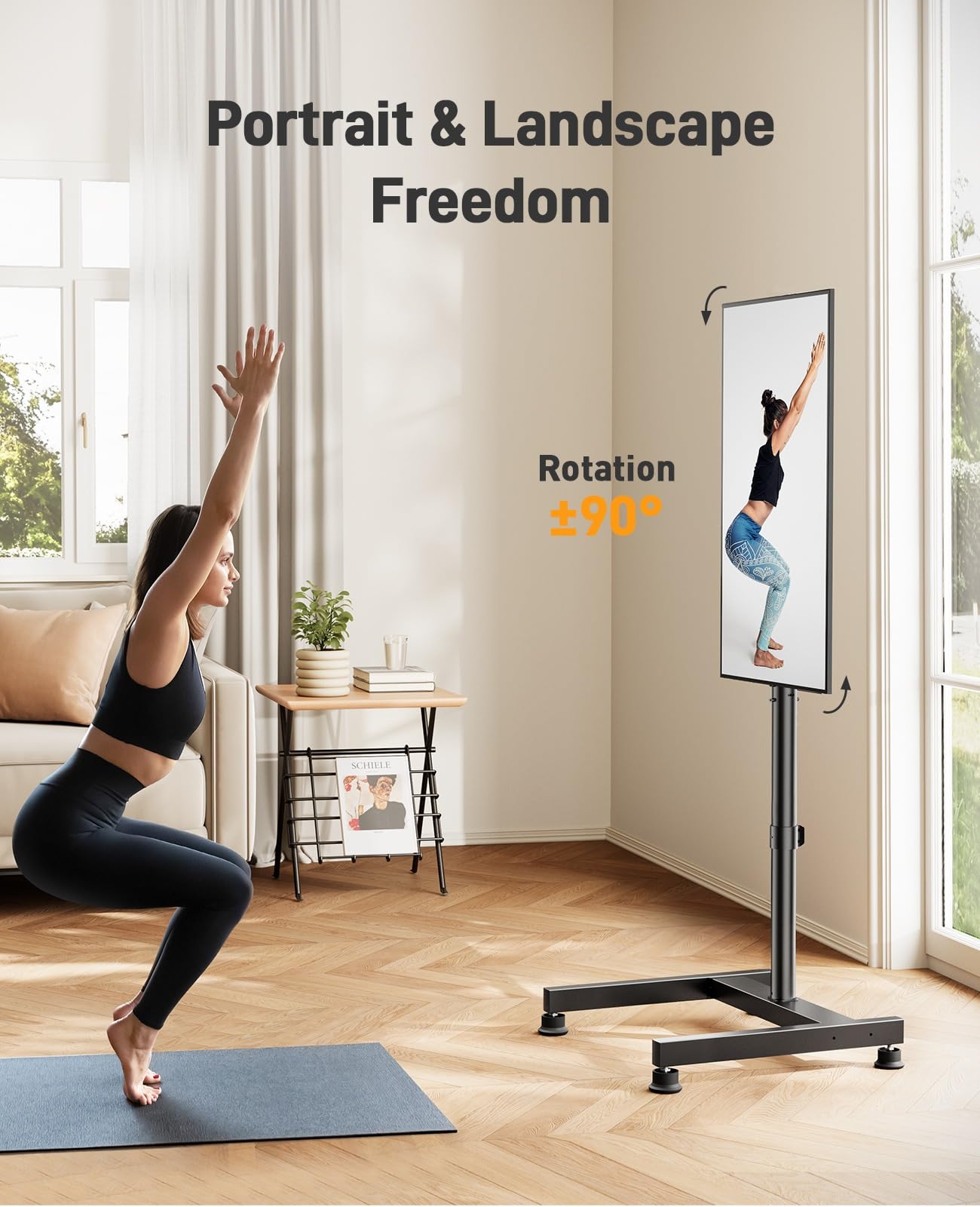 Supporto TV per schermi da 26 a 55 pollici fino a 25 kg, altezza regolabile con supporto VESA 300 x 300