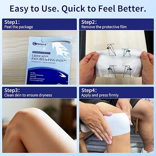 Miniatura 9 de Parches de alivio del dolor de lidocaína con 4 % de máxima fuerza, 15 piezas de tamaño grande para espalda, rodillacuello, analgésico insípido,