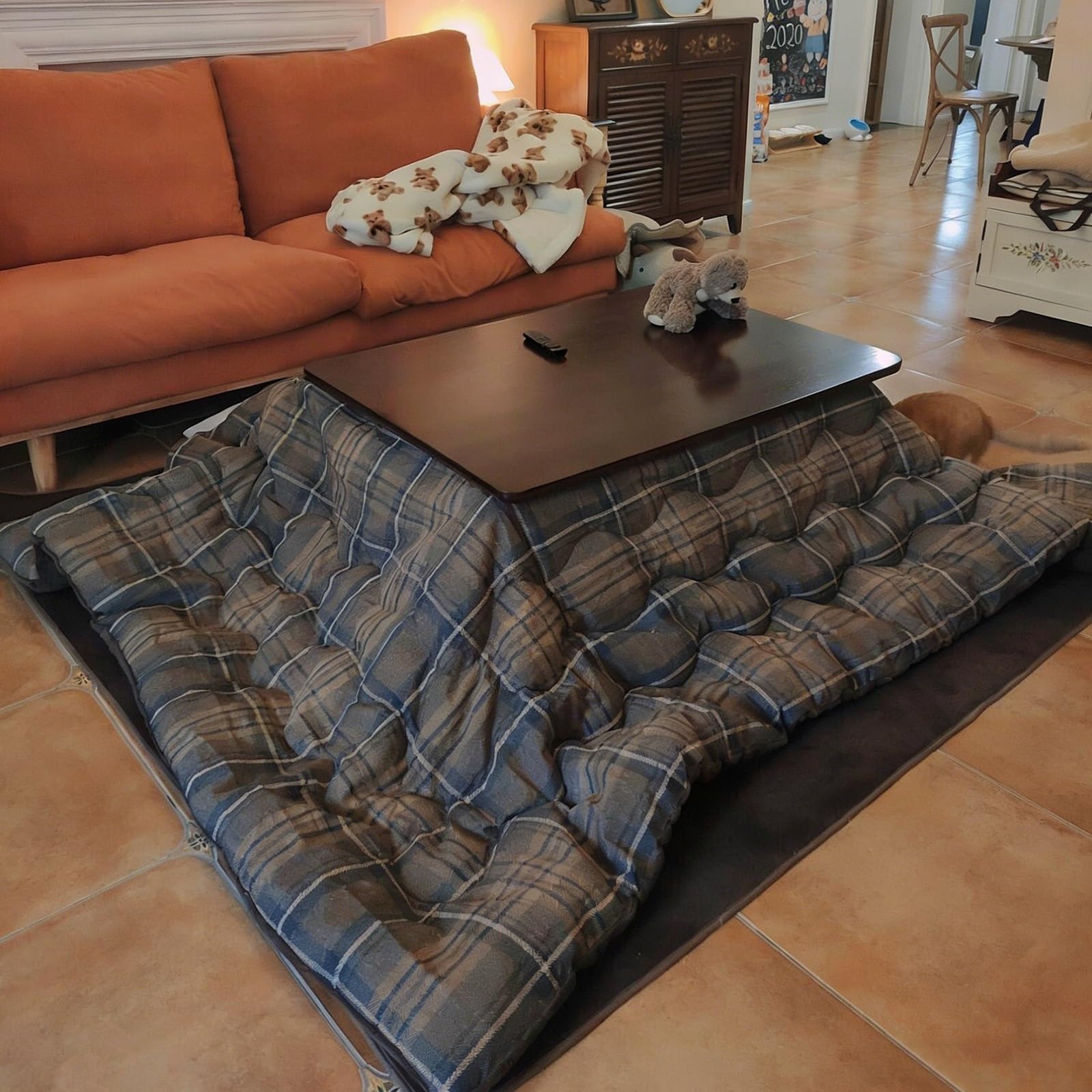 HARELA Tavolo Riscaldante Tatami Kotatsu Tavolino, Tavolino Riscaldamento per Riscaldamento Invernale, Tavolino da salotto, Legno massello, Regalo caloroso per la famiglia(Brown,75x75cm/29.5x29.5in)