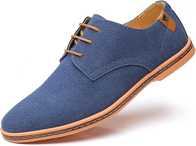 Halfword Men's Suede Leather Lace Up Urban Business Casual Shoes Blue 6
