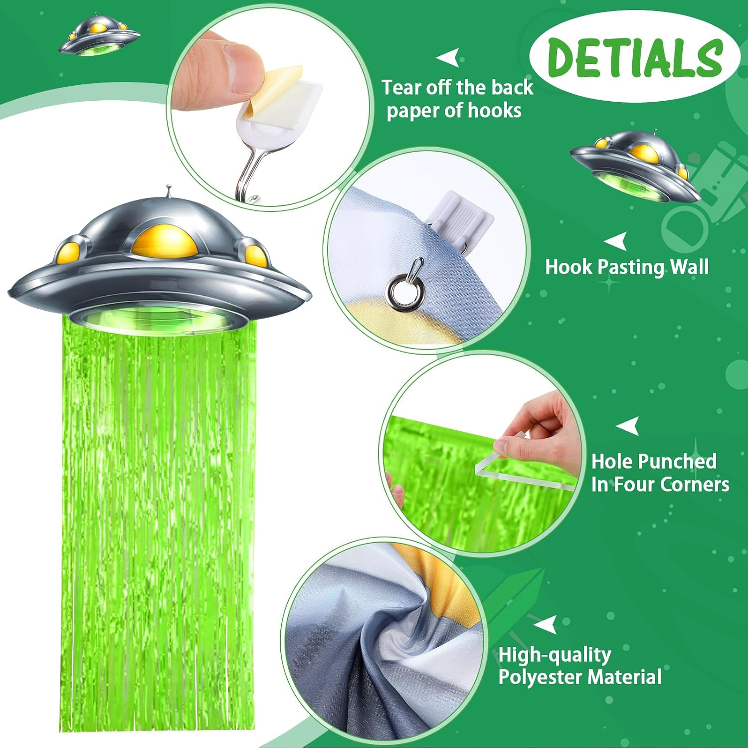 Simgoing Alien Door Curtain Party Decorations, Fluorescent Green image 3