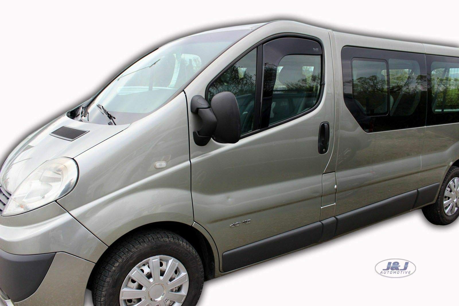J&J AUTOMOTIVE Derivabrisas Personalizados para RENAULT TRAFIC 2001-2011 2pcs, Color: Smoky Gray, Instalación Clip-on