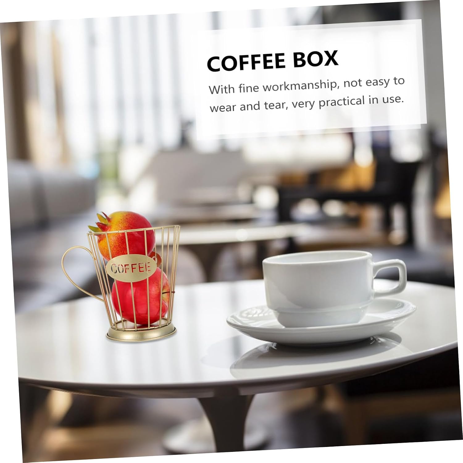 Coffee Pod Storage Basket Small Gold Wire Coffee Capsule Holder Convenient Kitchen Counter Organizer Flat Bottom and Office Desktop Use