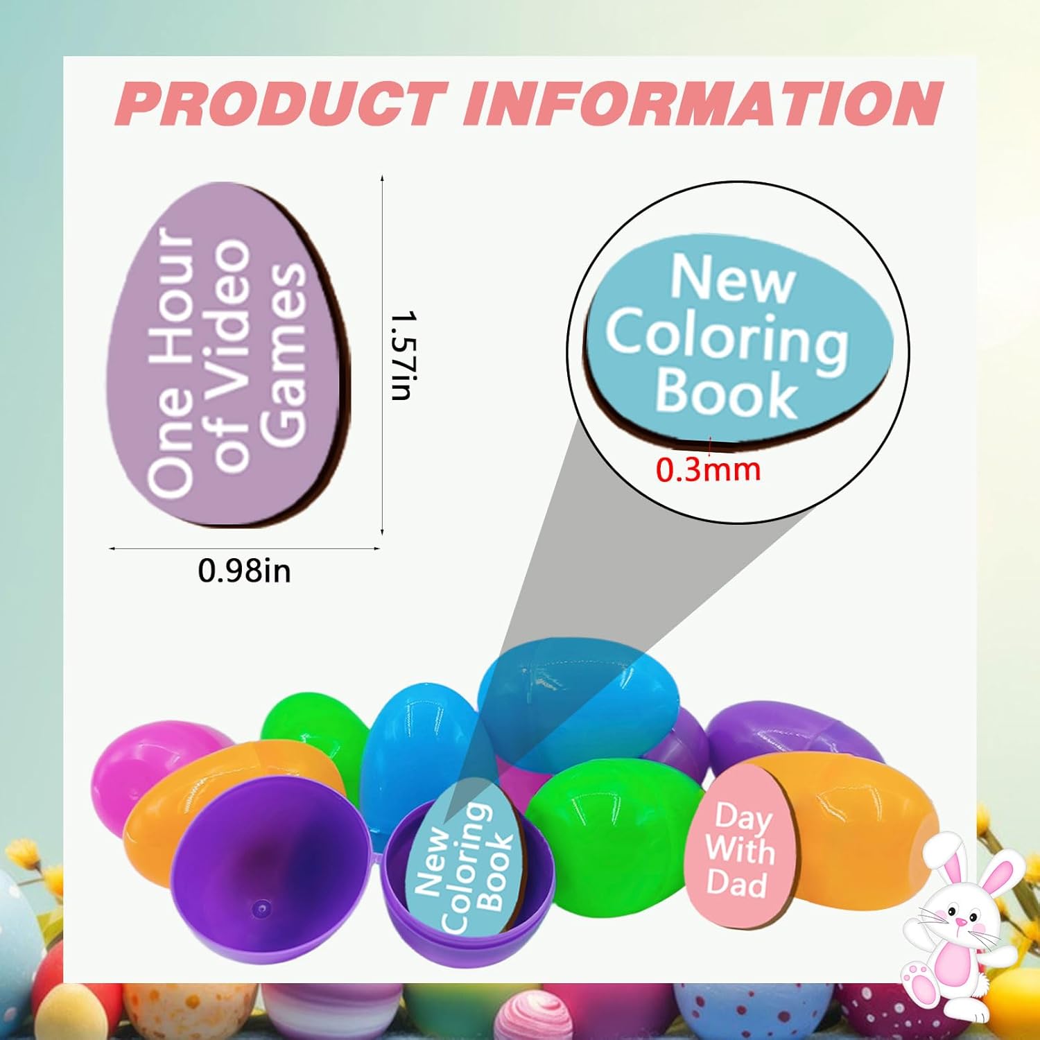 30 Set Easter Egg Tokens and Plastic Easter Eggs,Wooden Easter Reward Tokens Easter Fillers for Filling Treats, Party Favor, Basket Stuffers, Classroom Prize Supplies (egg)