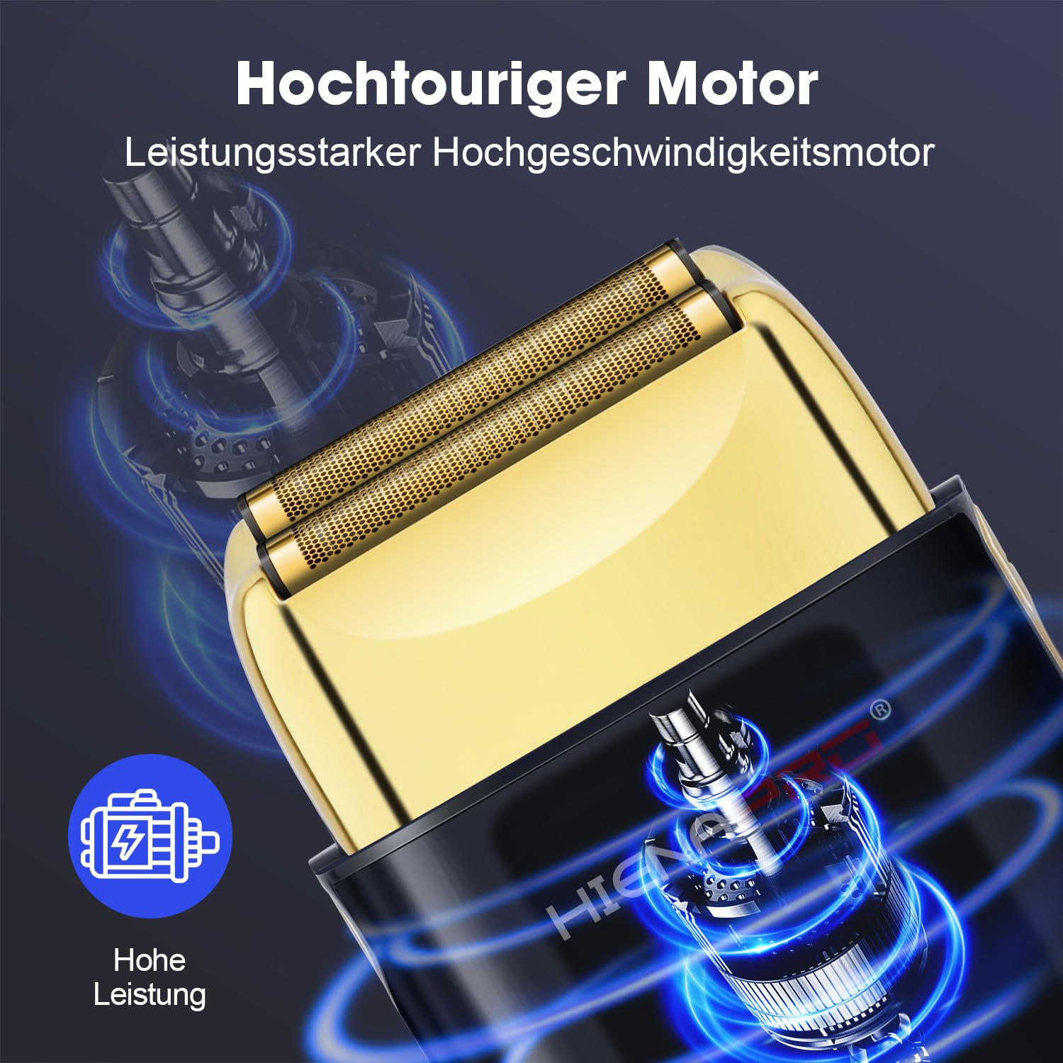 HIENA PRO Rasoir de voyage pour homme - Rasoir électrique amovible et lavable - Affichage LED USB - Noir doré