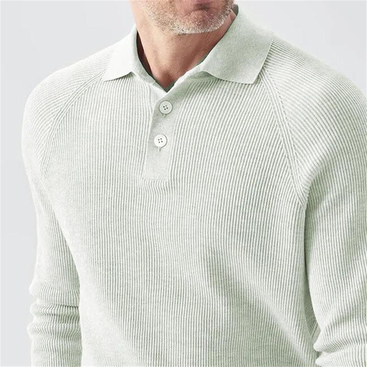 Men's Long Sleeve Pullover Polo Sweater with Button Placket Lightweight Turndown Collar Knit Jumper for Daily Wear