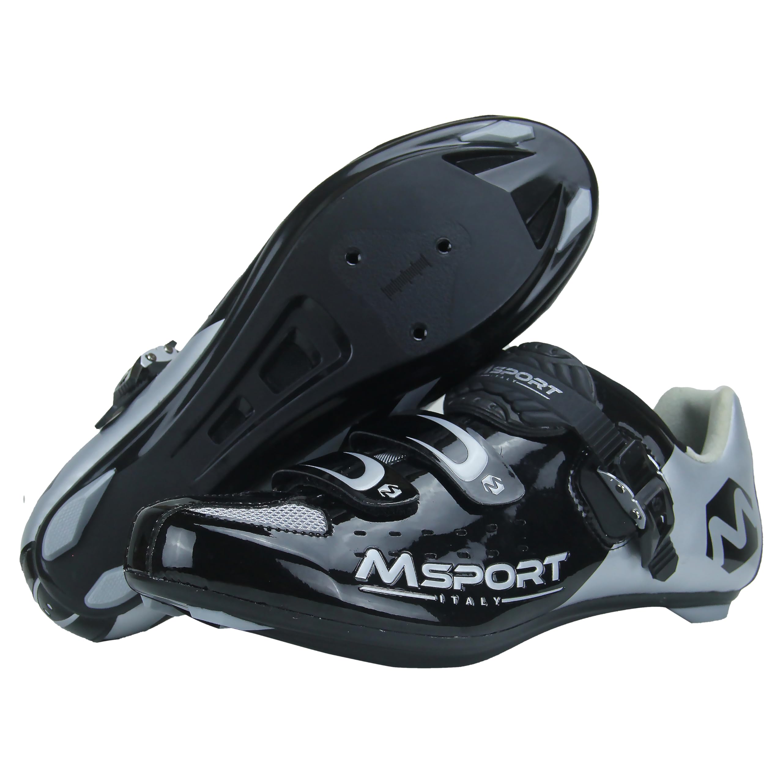Zapatillas de Ciclismo de Carretera Hombre/Mujer – Zapatillas de Spinning Transpirables con Sistema de 3 Agujeros, Compatibles con Peloton, Look Delta y SPD-SL - Negro 42 EU
