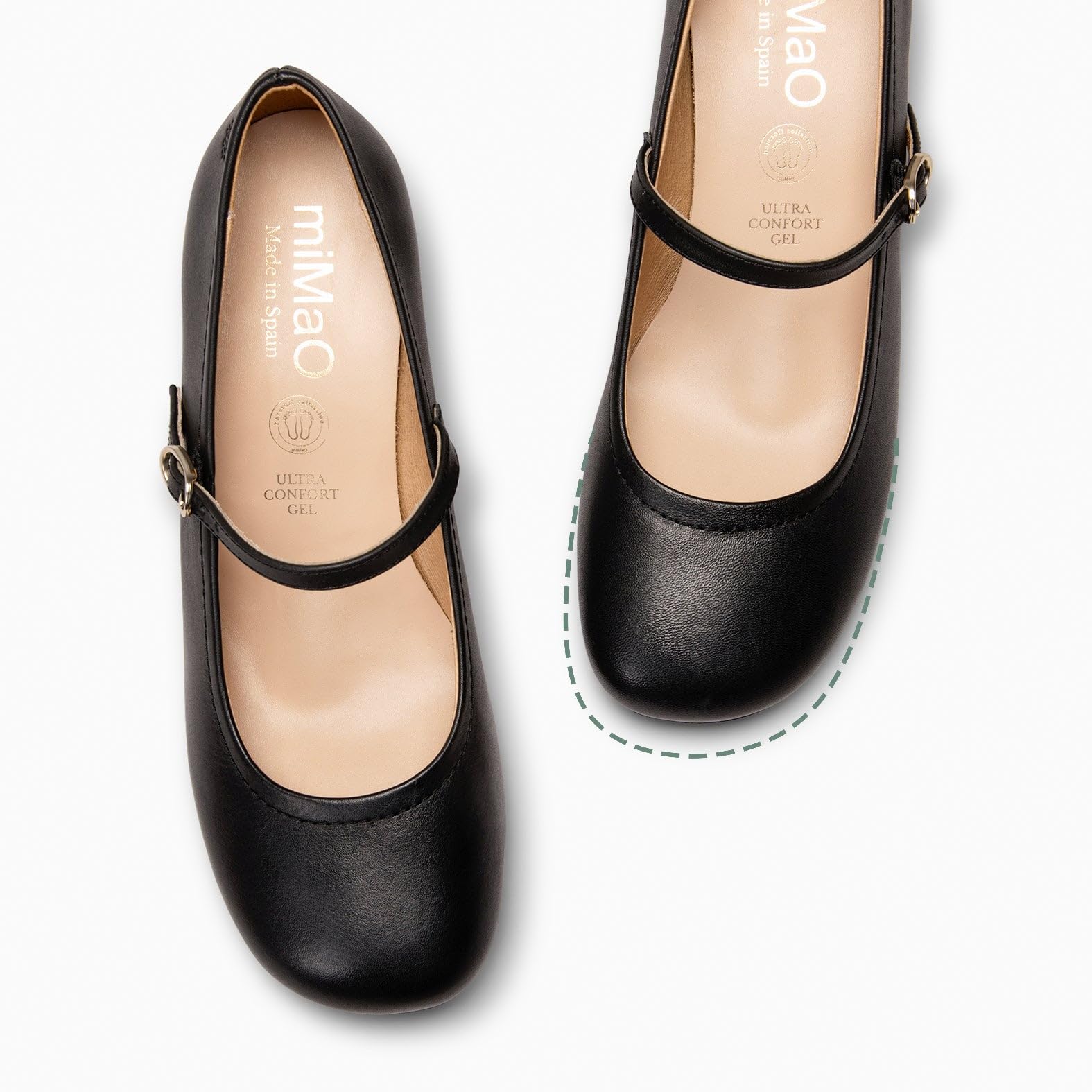 miMaO. Zapatos Anchos con Pulsera para Mujer con tacón Ancho y Plantilla de Gel. Hecho en España