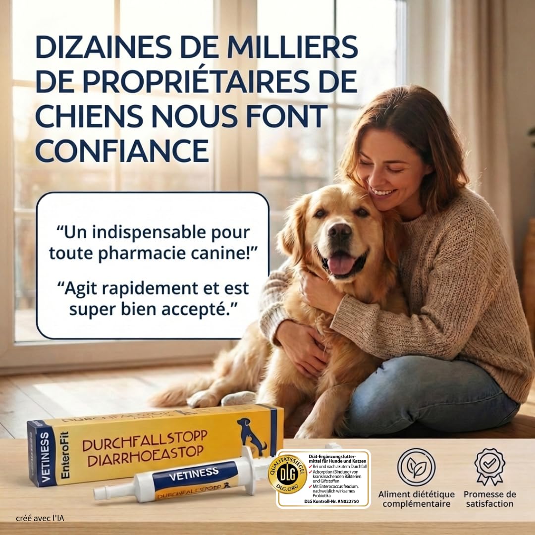 Pâte Anti diarrhée Chien 15 ML | Probiotique Chien pour diarrhée aigüe - Smectite & Charbon Actif Chien- Santé intestinale