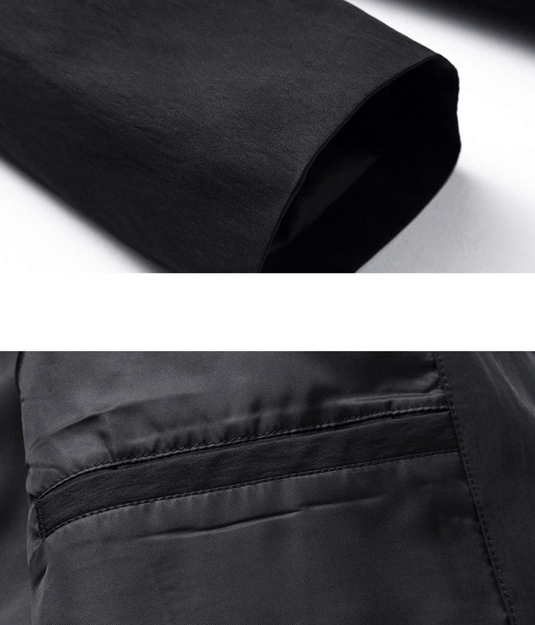 Itemnew Men's Premium Full Zipper Drawcord Hooded Slim Fit Long Windbreaker Coat