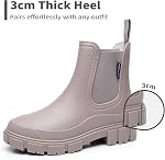 Drecage Chelsea Boots Women Rubber Rain Boots Non-Slip Waterproof Short Ankle Booties for Garden Outdoor Walking
