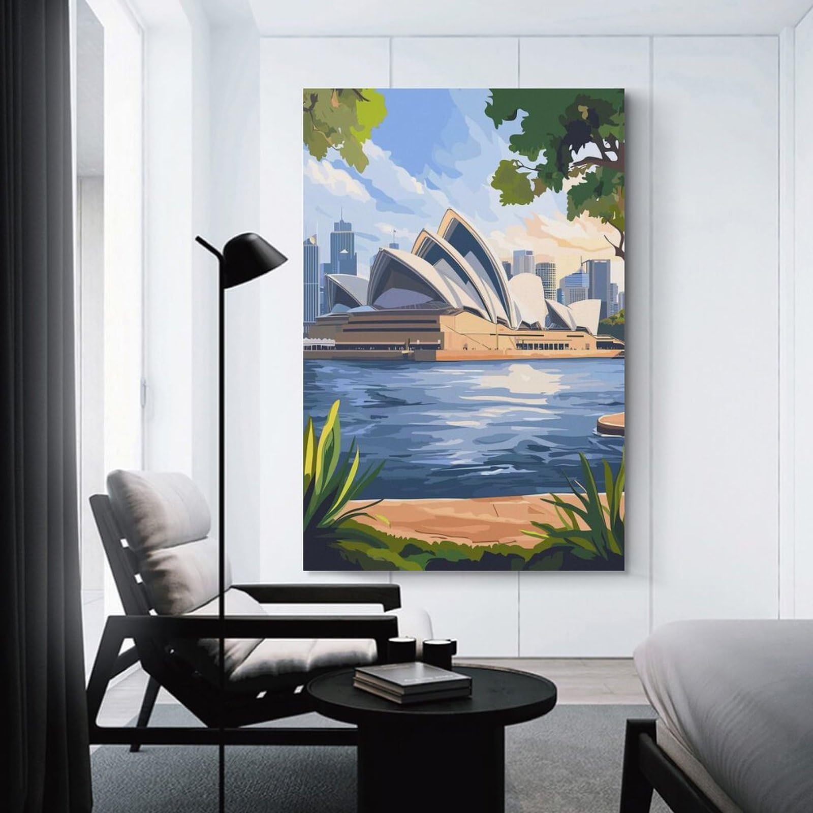 Junmoney Sydney Opera House View Room Decor Wall Art 20x30inch(50x75cm), for Bedroom, Guest Room Or Reading Nook, An Easy Wall Refresh for Bedrooms