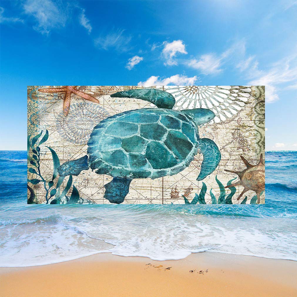 Sticker SuperbThe Underwater World Beach Towel Big Rectangle 3D Ocean Dolphin Sea Turtle Hippocampus Octopus Printed Blanket Bath Towel for Adults Child Summer Gift