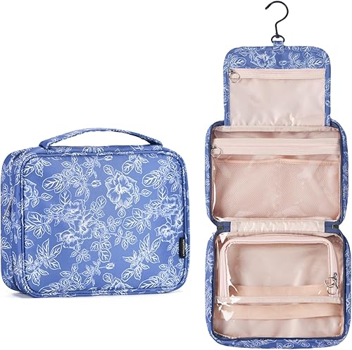 Neceser para mujer, bolsa de maquillaje de viaje colgante grande, resistente al agua para artículos de tocador, cosméticos, cepillos, Pequeña flor
