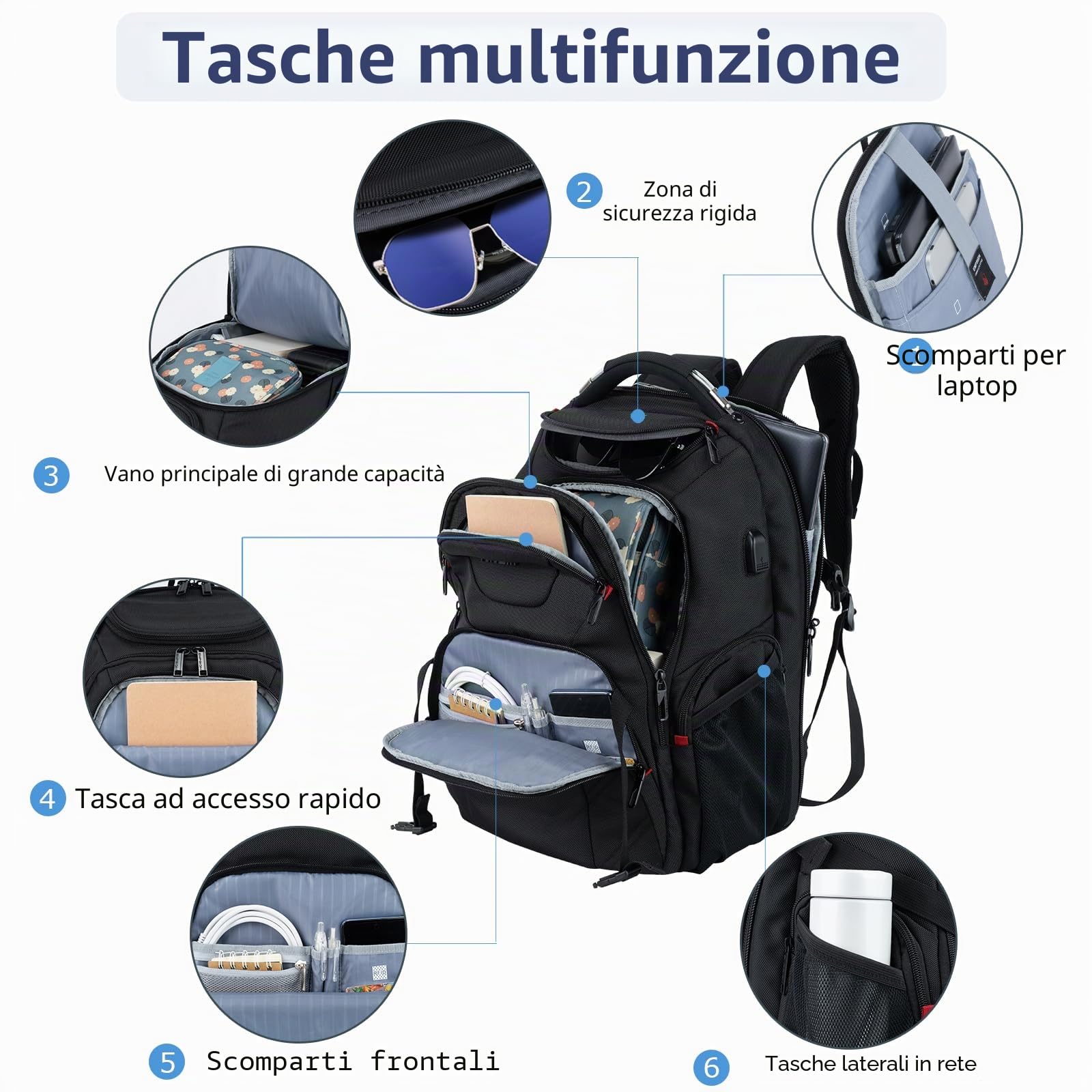 VANKEAN Zaino da viaggio per laptop da 17,3 ''