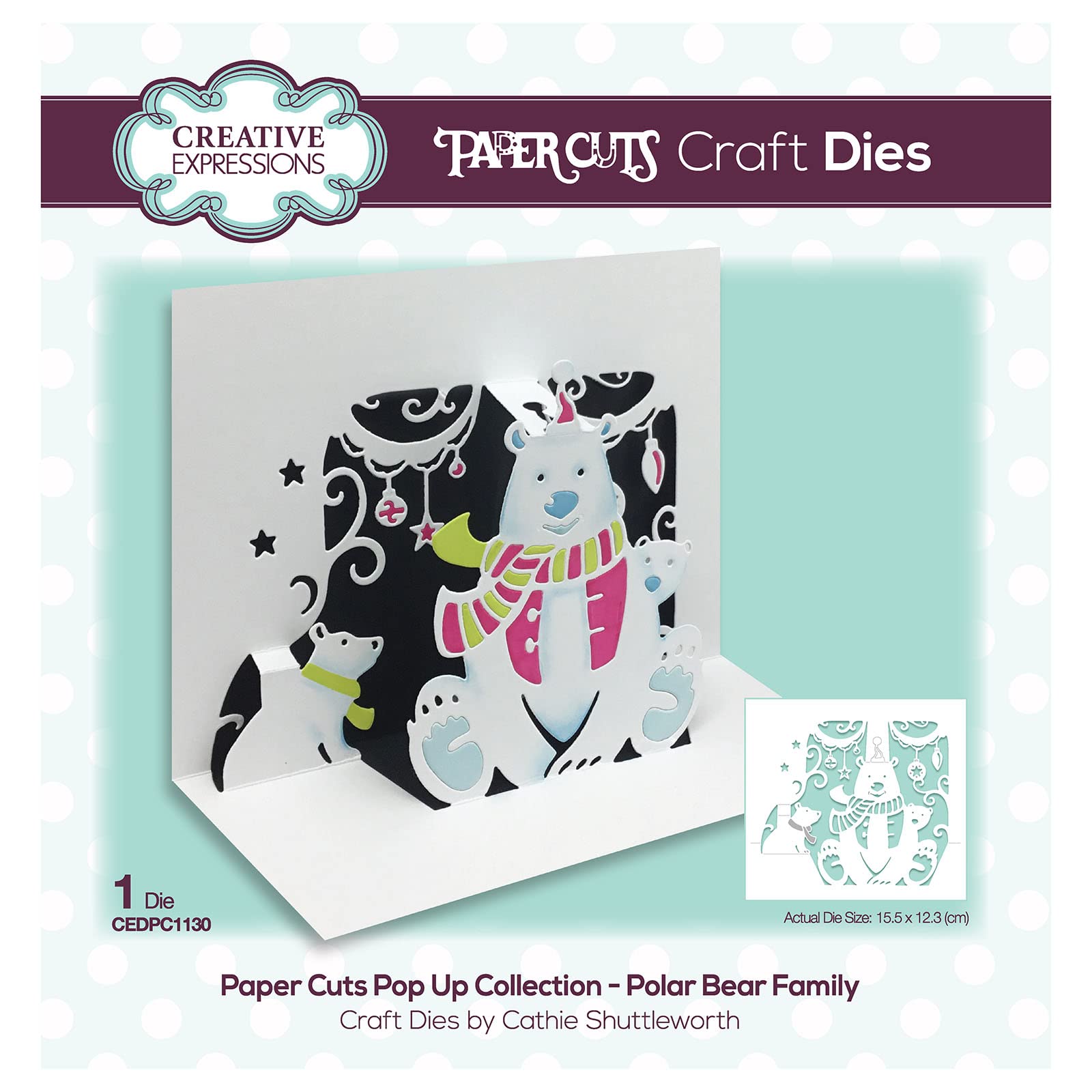Creative Expressions Paper Cuts-Pop Up-Beary Christmas-Craft Die, Metal, 12.3 x 15.5 cm