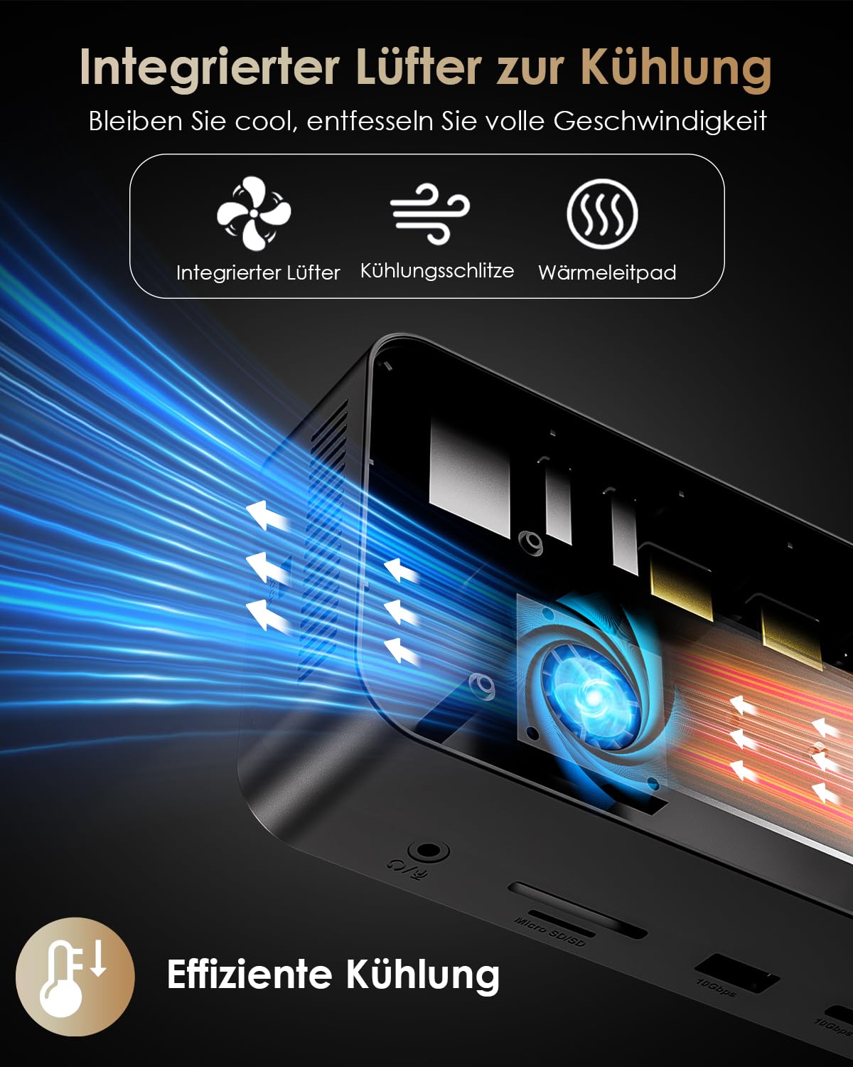 WAVLINK Laptop Dockingstation für DREI Bildschirme (einzeln 8K@30Hz/4K@144Hz), USB-C-Dock mit M.2-PCIe/SATA-SSD-Gehäuse, unterstützt 100 W Power Delivery, USB C/A, SD/TF, Gigabit für Windows, Mac OS