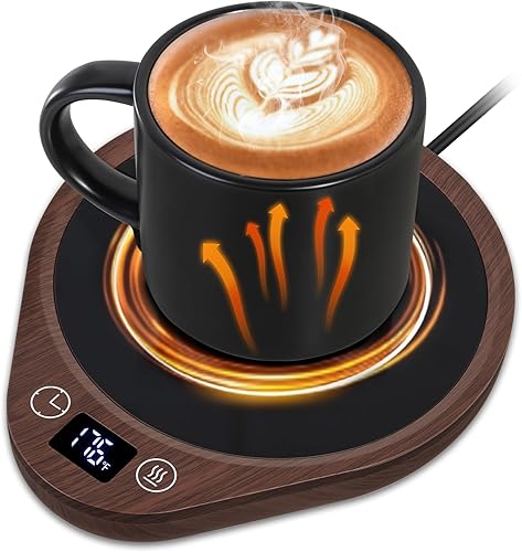 PUSEE Calentador de taza de café  Plato eléctrico grande calentador de velas con apagado automático de 4 horas, calentador de taza de 3 ajustes de