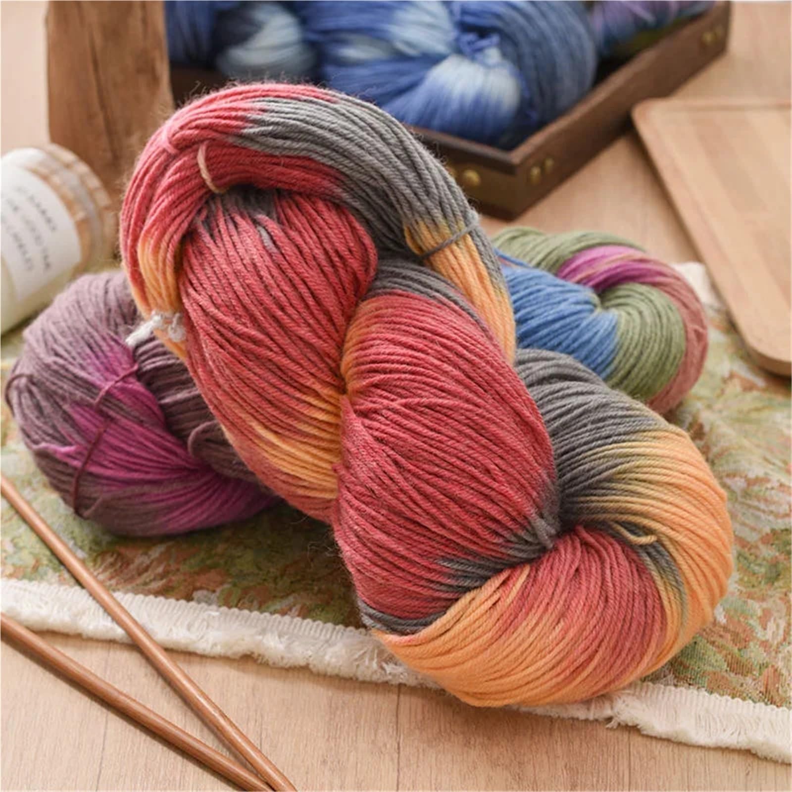 Hilo de color degradado que hace punto la lana suave del poliéster 250g ganchillo(Khaki)