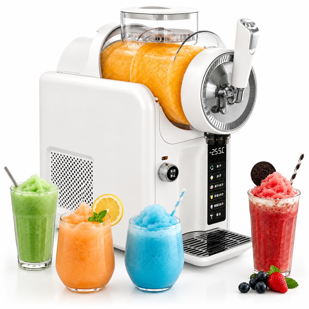 JIYINGHUI Professional Slushy Maker,2L Ice Cream Maker with 5 Presets, Self-Cleaning & 12hr Cooling Function,Perfect for Slush, Milkshake, Frappé, Cooling Drinks or Cocktails White-NoHolder