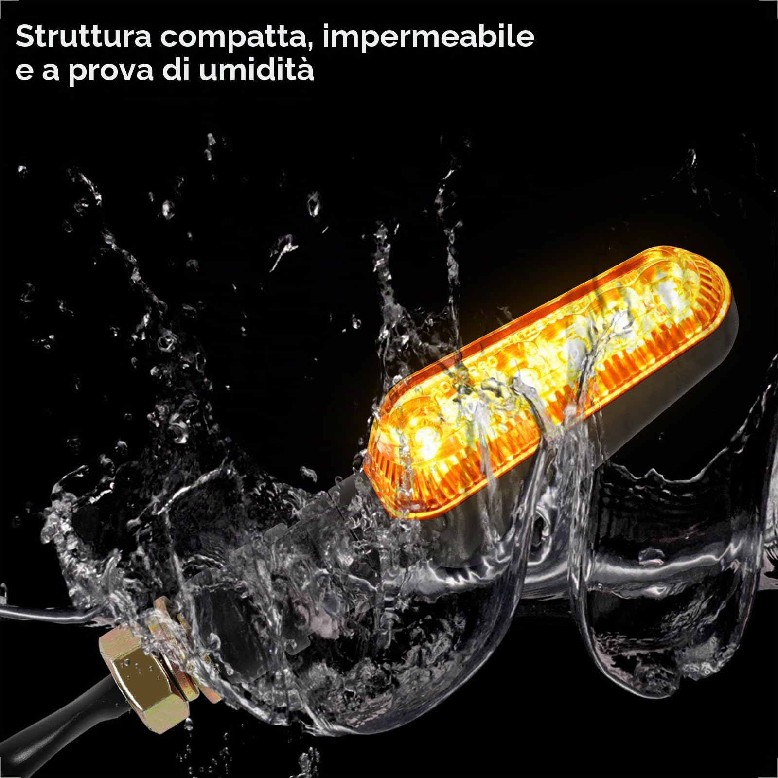 evermotor Frecce a LED per moto, 12 V, 2,4 W, 4 indicatori di direzione omologati, 6 LED molto luminosi per indicatore, impermeabile IP67, universale, retro nero, per scooter e quad, ATV