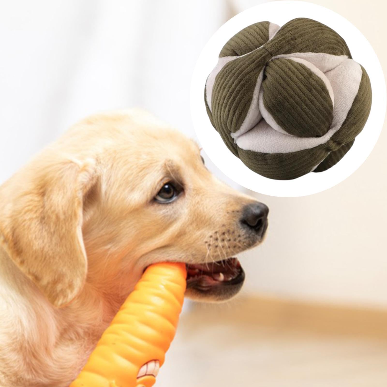 Balle pour Chien Jouet Interactif Peluche Sifflet Jouet à Mâcher Tissu Doux Protection Mobilier Convient pour Dressage Chiots Animaux, Vert Foncé