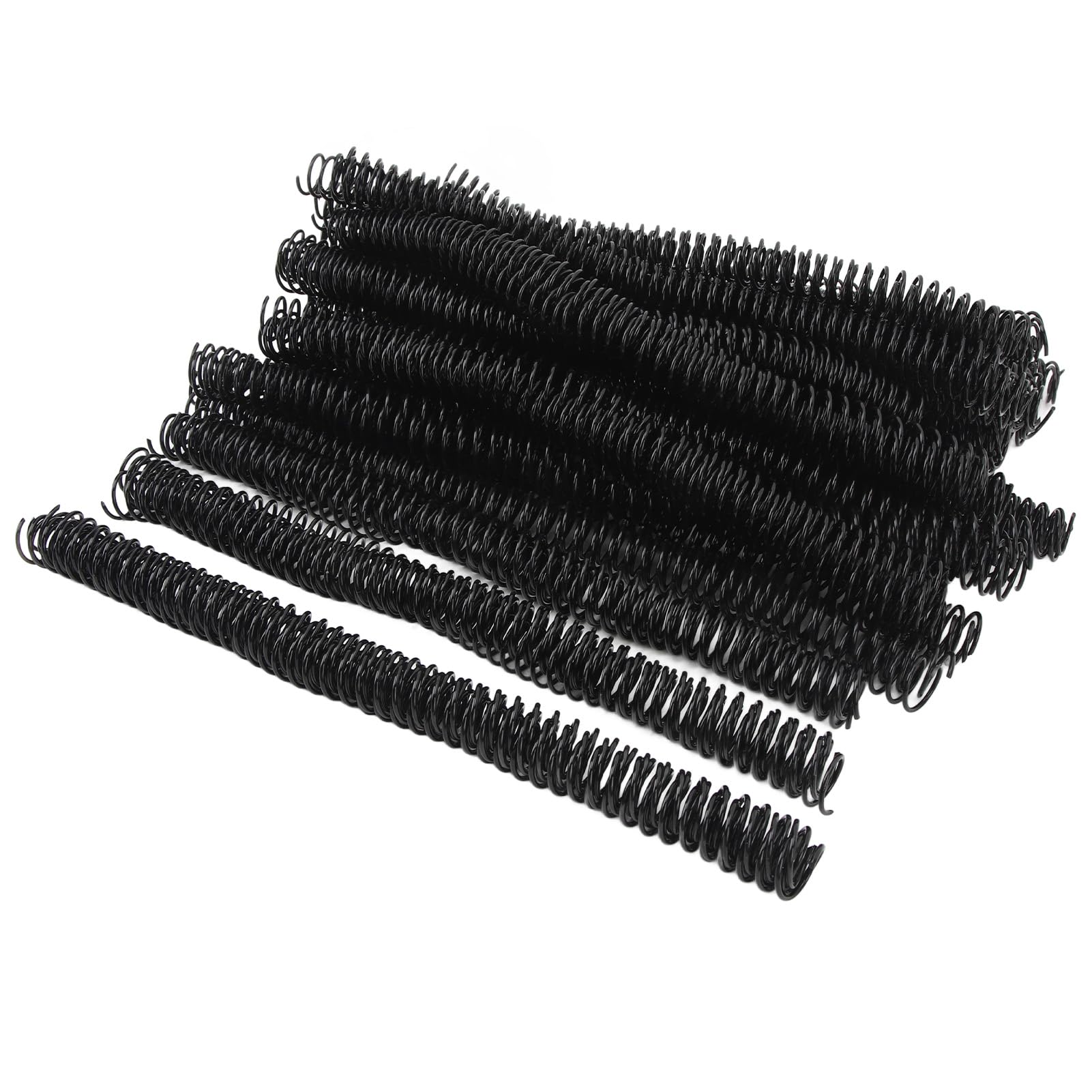100 pezzi di spirali per rilegatura, diametro 16 mm, 48 denti, passo 4:1, spine in plastica PVC per fogli A4, capacità di 140 fogli, rotazione a 360 gradi per una posizione (Nera)