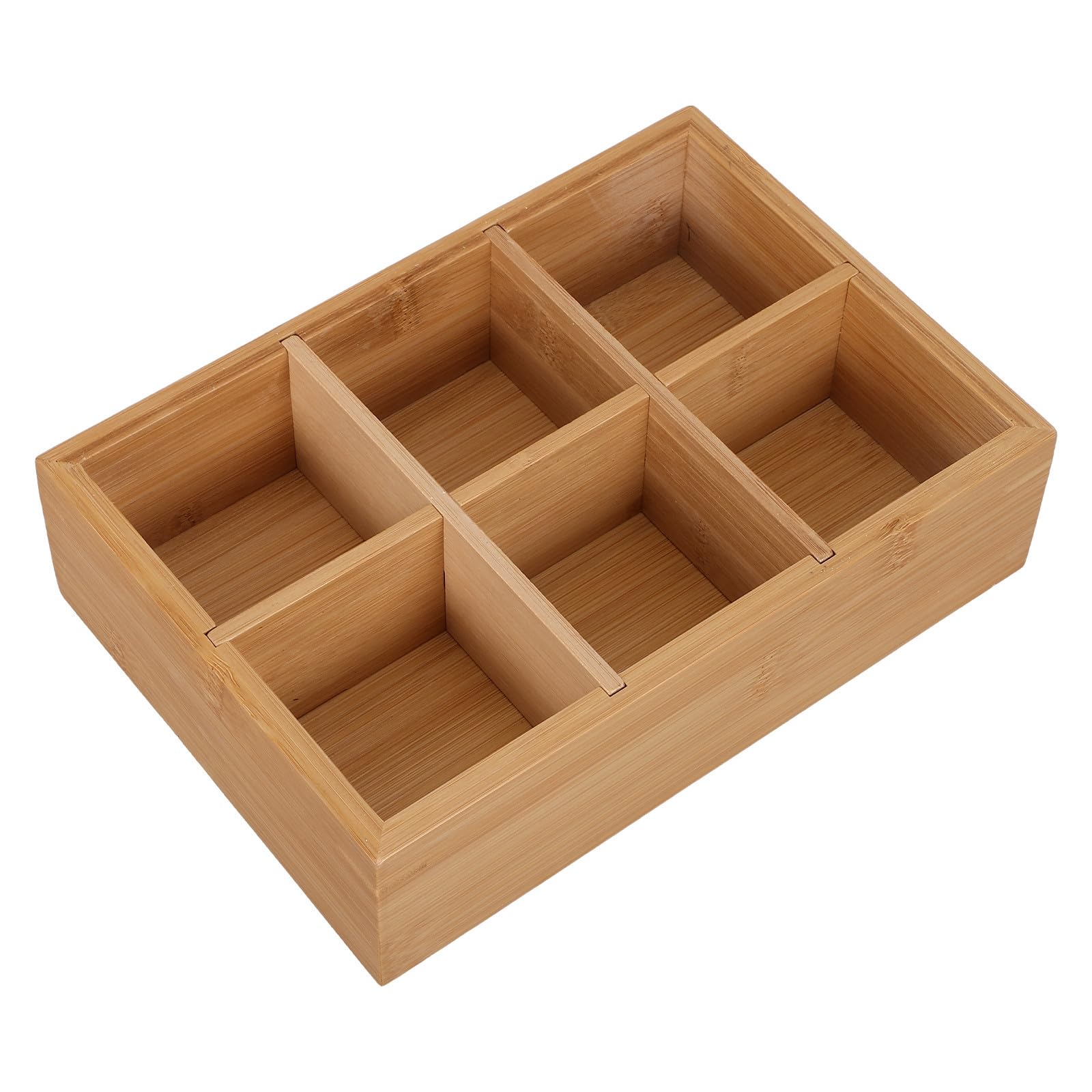 Caja organizadora de bambú para té con 6 compartimentos para gabinete y cocina