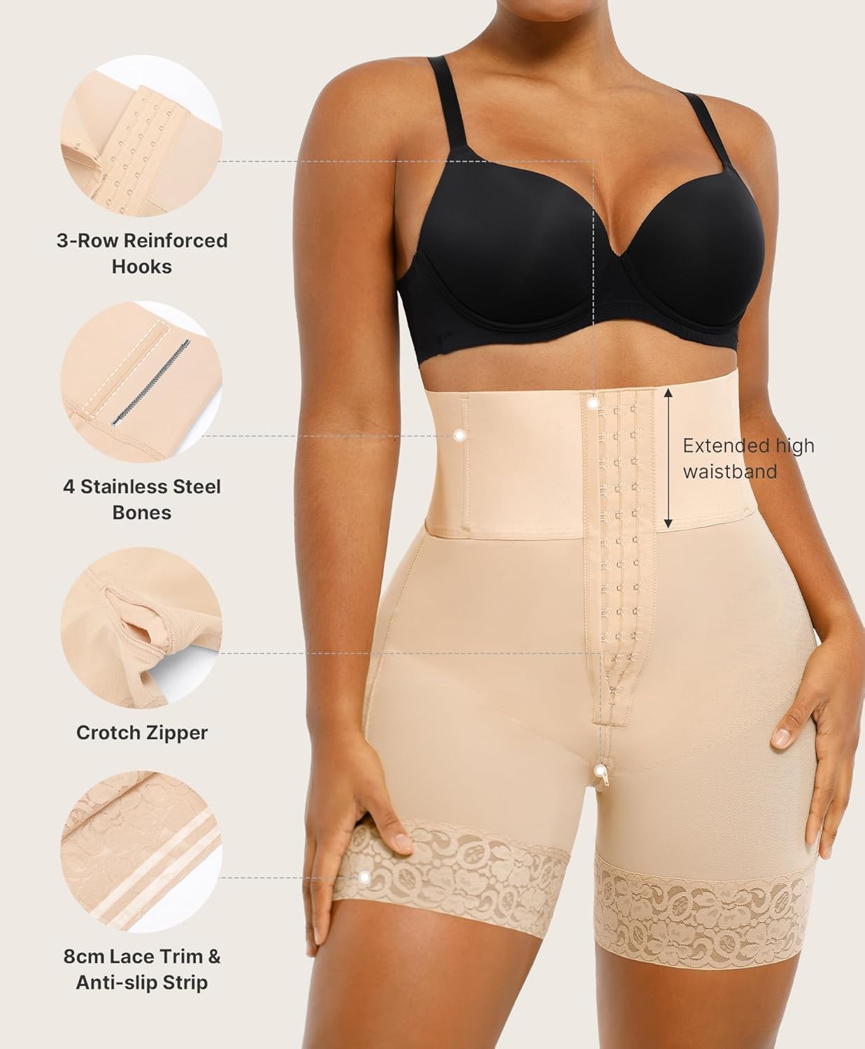 SHAPELLX High Waisted Body Shaper Shorts Shapewear for Women Tummy Control Thigh Slimming Slip Shorts Butt Lifting Shapewear - Image 4