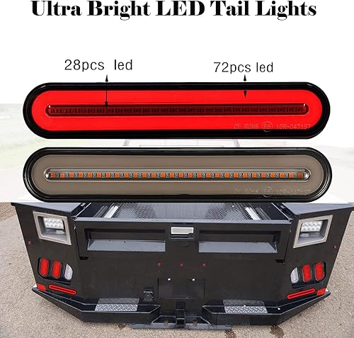 Miniatura 3 de 2 unids rojo y amarillo remolque camión furgoneta ATV accesorios universal secuencial flujo parada freno giro Singal luz trasera lámpara halo neón