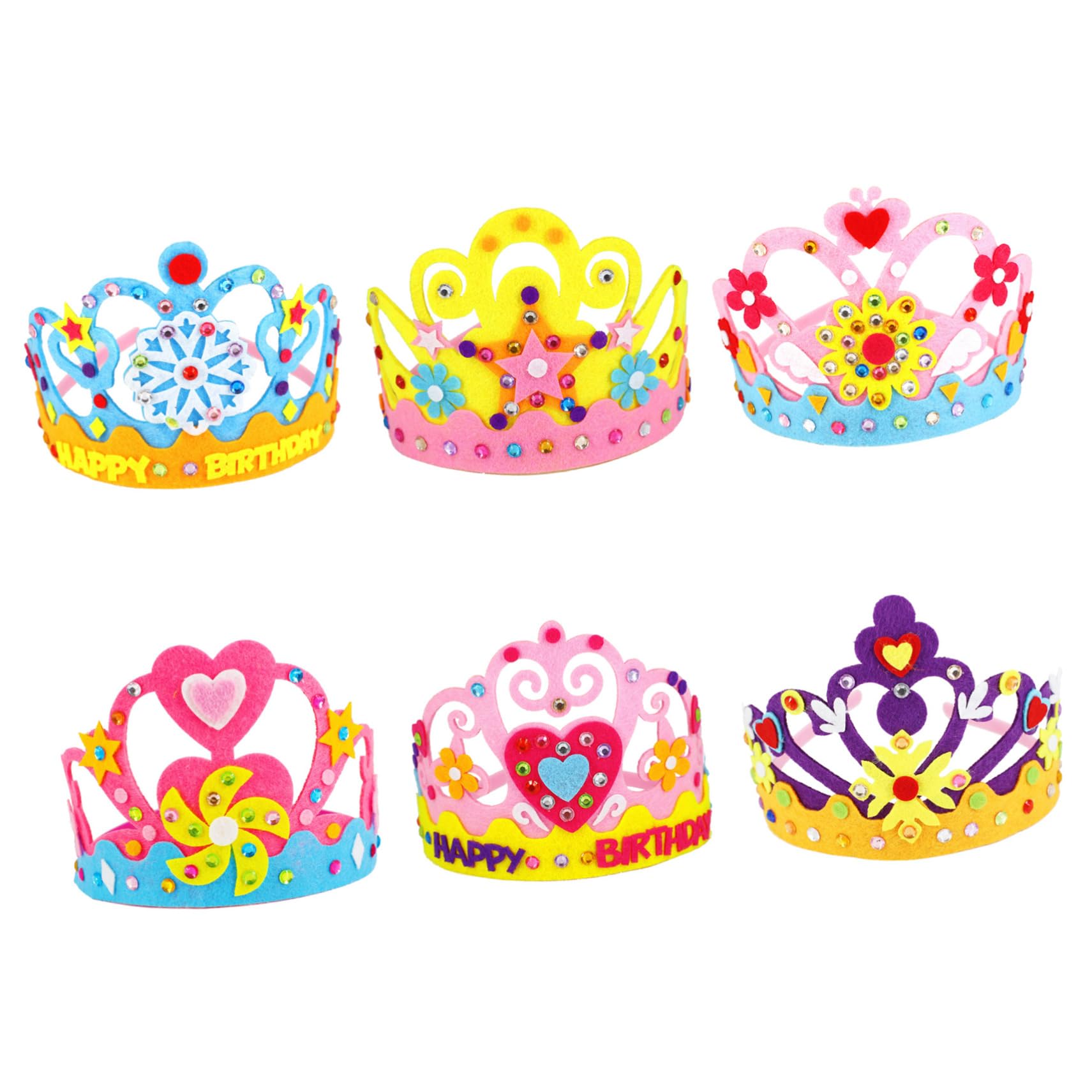 Amazon.co.jp: DRESSOOS 6個 子供の王冠 フェルトプリンセス ケーキの 