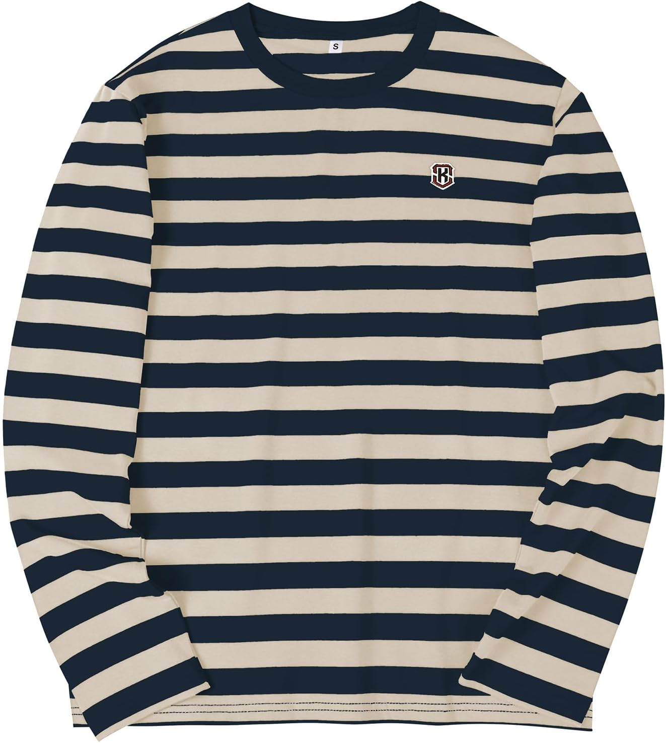 KESIHAN Men's Casual Striped Shirts Crewneck Long Sleeve Basic T-Shirt Basic Daily Work Stripe Tee Tops