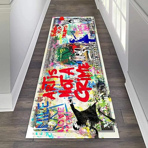 Miniatura 2 de JUST BREATHE Graffiti - Alfombra abstracta con texto en inglés "Follow Your Dreams" Pop Art, alfombra inspiradora para el dinero, alfombra de un