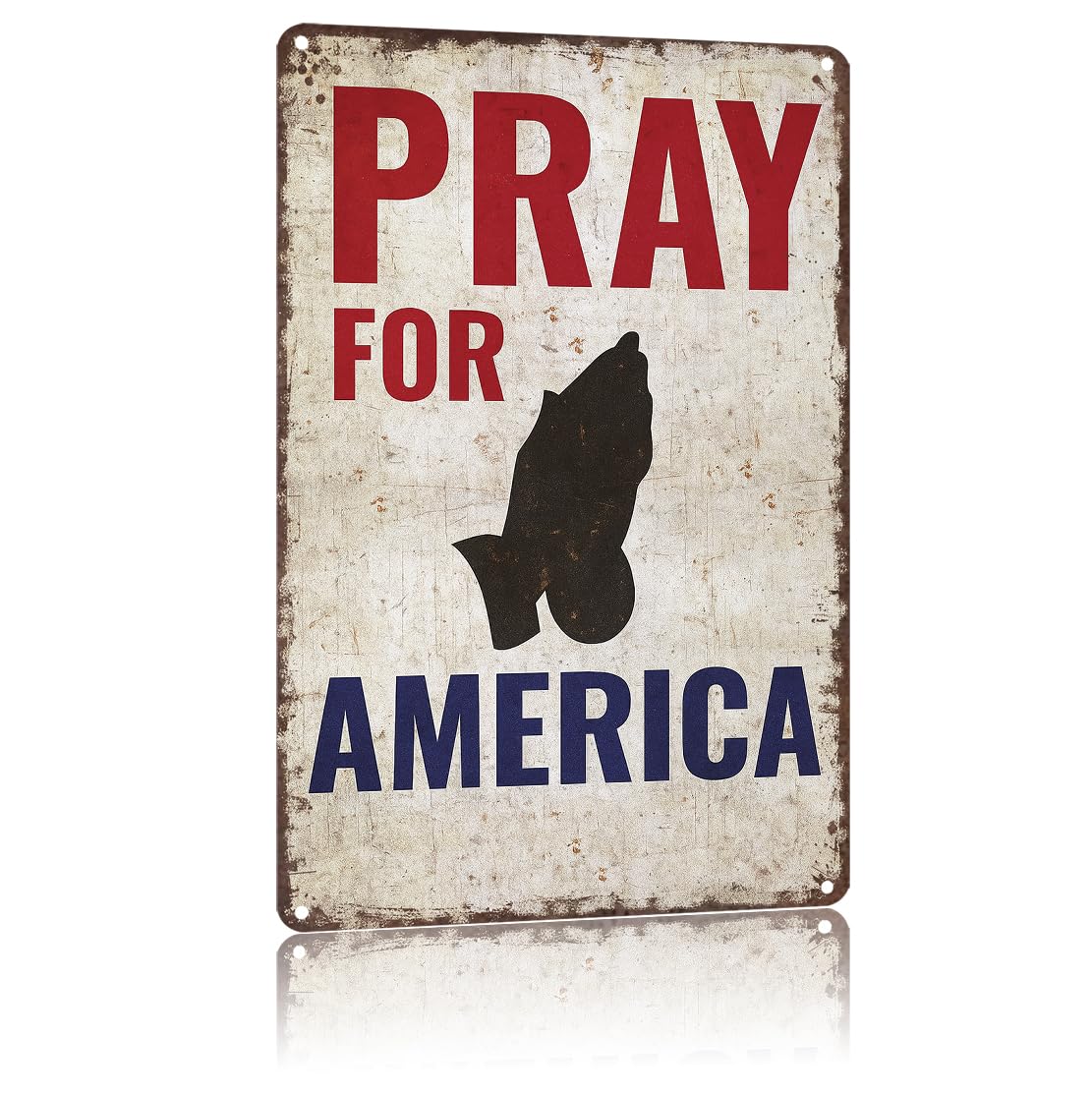 KWQDOZF Funny Metal Signs Poster 8x12inch Pray for America Aluminum Sign Wall Art For Home Room Bedroom Office Decor