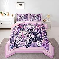 Vista 17 de Erosebridal Juego de edredón de sirena azul para niñas, juegos de ropa de cama de unicornio lindo individual de 2 piezas para niños, diseño